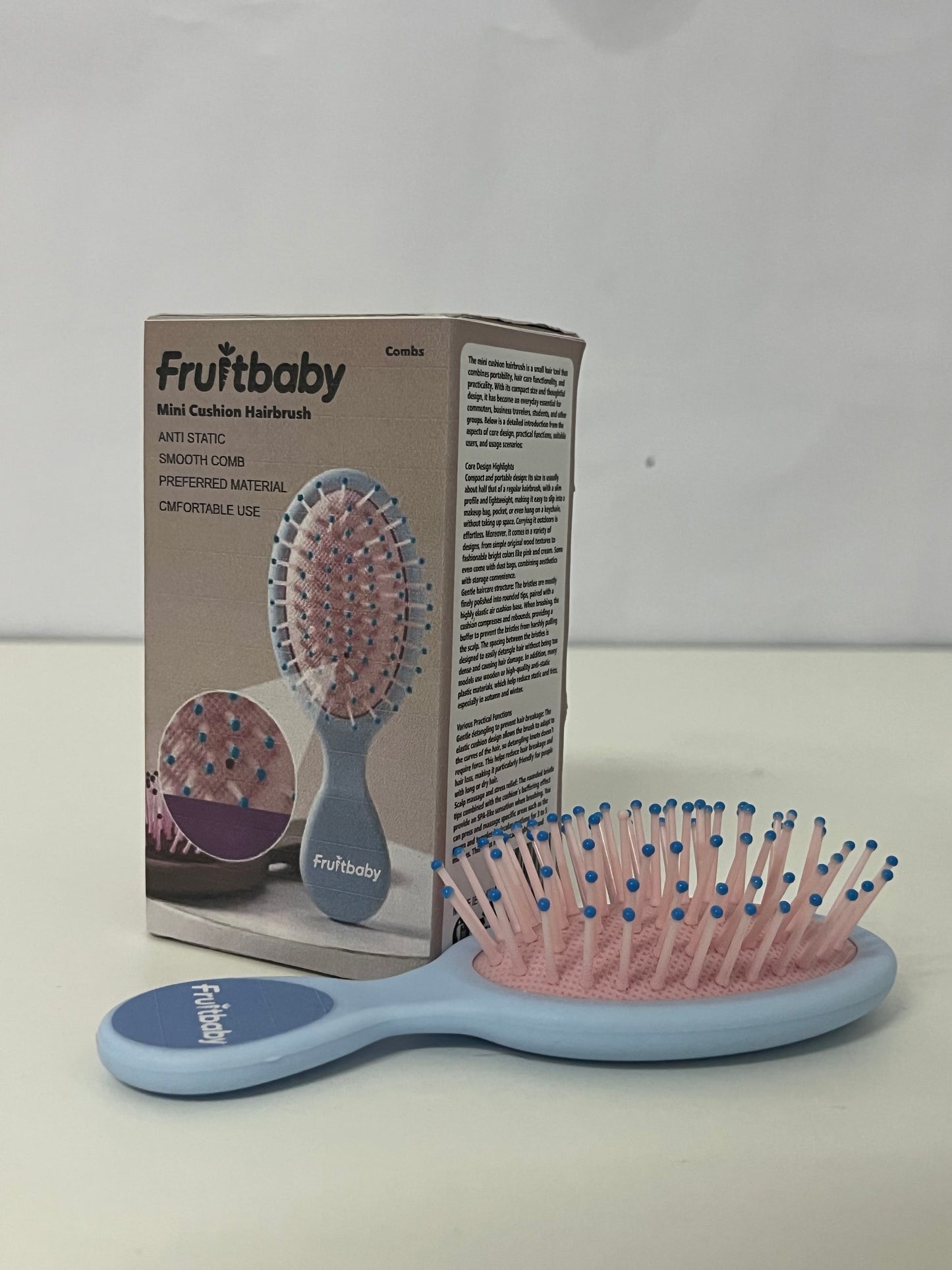 Fruitbaby Mini Cushion Hairbrush A Portable Hair Care Essential for Smooth & Gentle Brushing