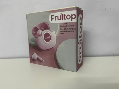 Fruitop Soft Pink True Wireless Bluetooth Headphones A Stylish & Fast-Charging Audio-Visual Essential