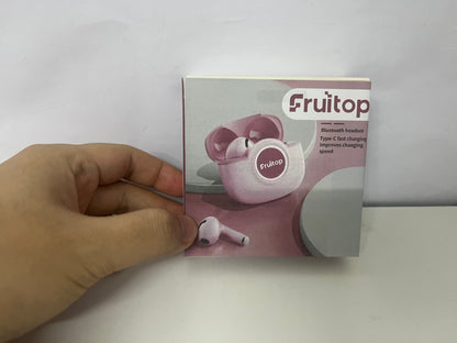 Fruitop Soft Pink True Wireless Bluetooth Headphones A Stylish & Fast-Charging Audio-Visual Essential