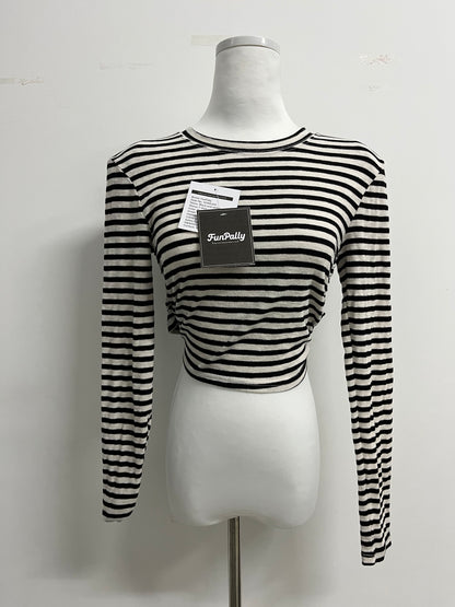 FunPally Women's Long Sleeve Tops Crew Neck Striped Shirts Casual Tunic Fall Trendy Outfits