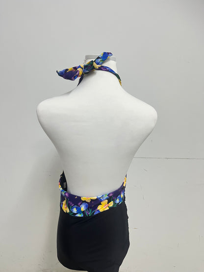Funsuper Floral Deep V Halter Swimsuit Colorful Retro Slim-Fitting A Standout Fashion for Beach Vacations