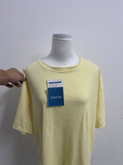 【GALEAR Light Yellow Oversized Cotton T-shirt】—— Casual & Comfortable Daily Essential