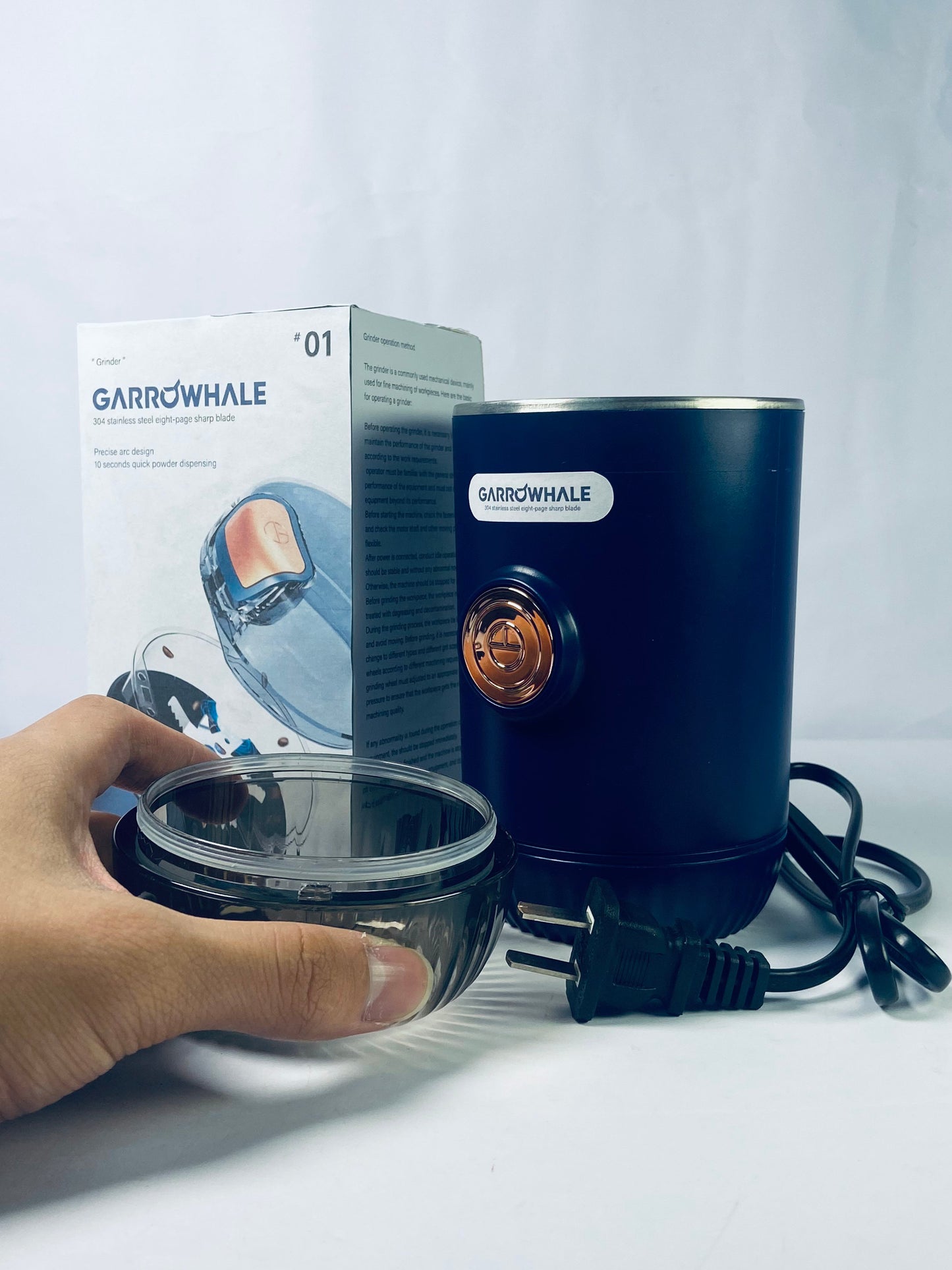 GARROWHALE Lapping machines  Electric Spice and Herb Grinder, Dry Herb Mini Electric Grinder Compact Size with 1.7oz/50ml Herb Jar and Spoon Tool