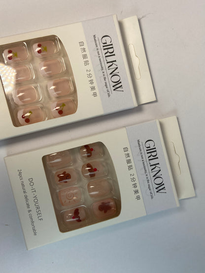 GIRLKNOW False nails Press on Nails Short Square Length Full Cover Reusable False Nails Kits, Glue on Nails with Animal Floral Designs Artificial Glossy Fingernails Acrylic Fake Nails for Women Stick on Nails Coffin Shape