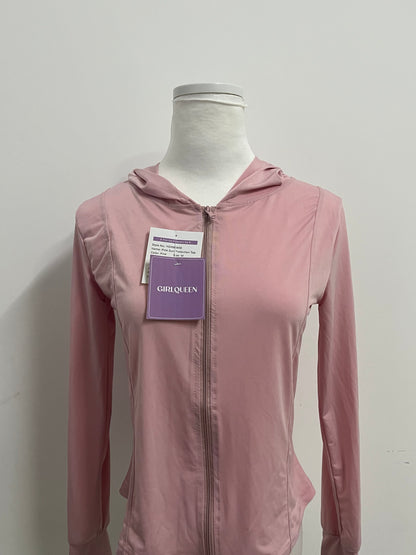 【GIRLQUEEN Light Pink Full-Zip Sports Hoodie】—— Comfortable & Stylish Activewear for Workouts