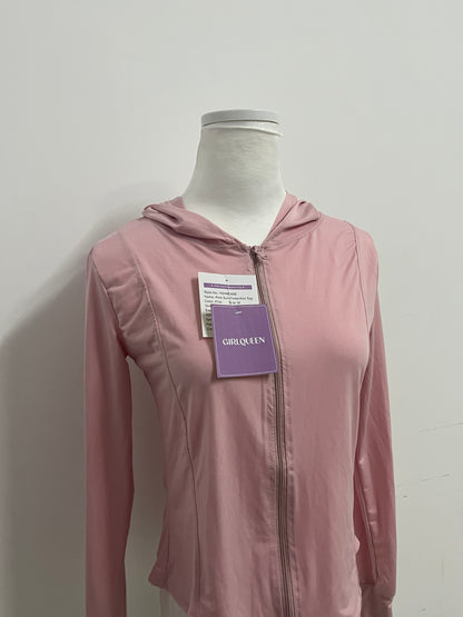 【GIRLQUEEN Light Pink Full-Zip Sports Hoodie】—— Comfortable & Stylish Activewear for Workouts
