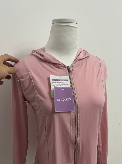 【GIRLQUEEN Light Pink Full-Zip Sports Hoodie】—— Comfortable & Stylish Activewear for Workouts