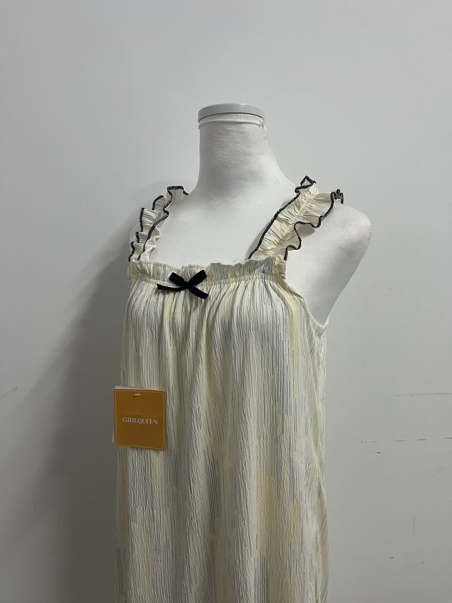 【GIRLQUEEN Striped Ruffled Nightdress】—— Sweet & Comfortable Sleepwear for Daily Lounging
