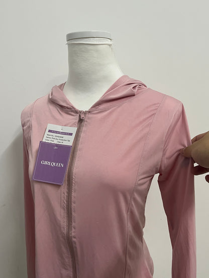【GIRLQUEEN Light Pink Full-Zip Sports Hoodie】—— Comfortable & Stylish Activewear for Workouts