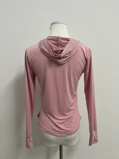 【GIRLQUEEN Light Pink Full-Zip Sports Hoodie】—— Comfortable & Stylish Activewear for Workouts
