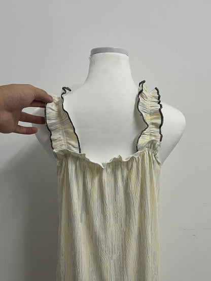 【GIRLQUEEN Striped Ruffled Nightdress】—— Sweet & Comfortable Sleepwear for Daily Lounging