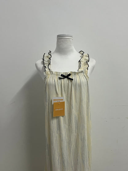 【GIRLQUEEN Striped Ruffled Nightdress】—— Sweet & Comfortable Sleepwear for Daily Lounging
