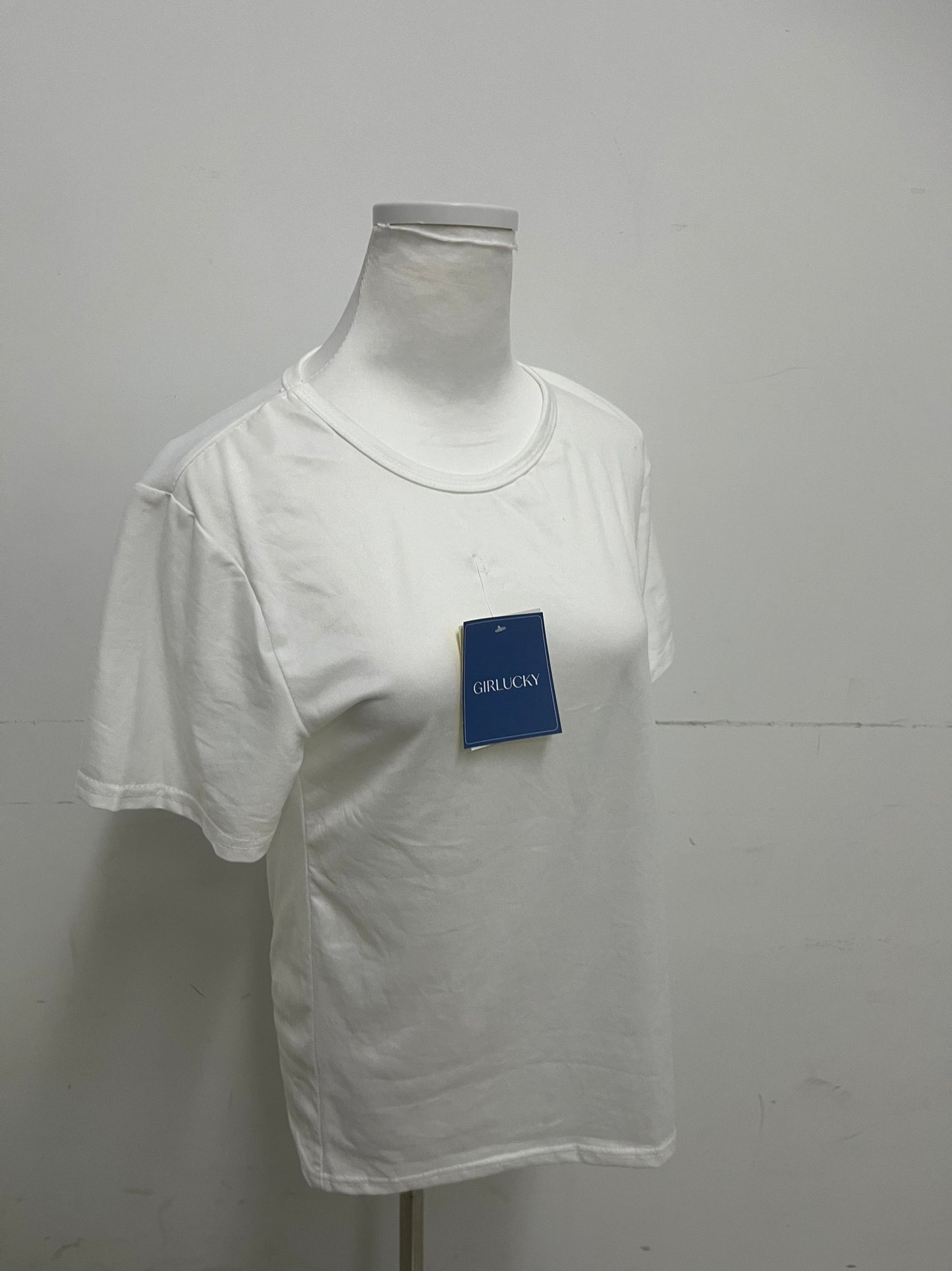 GIRLUCKY White Cotton T-Shirt | Minimalist & Versatile, Skin-Friendly & Comfortable, A Must-Have for Daily Wear