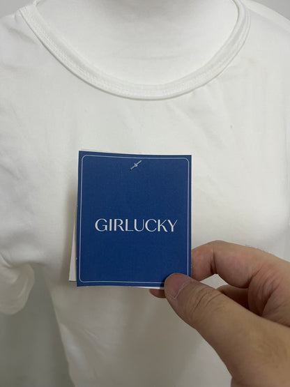 GIRLUCKY White Cotton T-Shirt | Minimalist & Versatile, Skin-Friendly & Comfortable, A Must-Have for Daily Wear