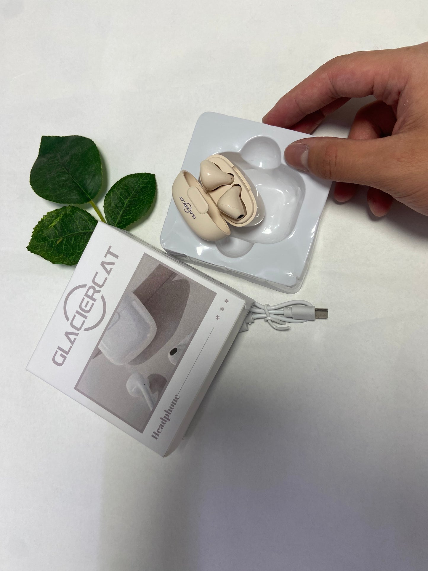 GLACIERCAT Wireless Bluetooth Earbuds , Hi-Res Audio Headphones, Hybrid Active Noise Cancellation Earphones