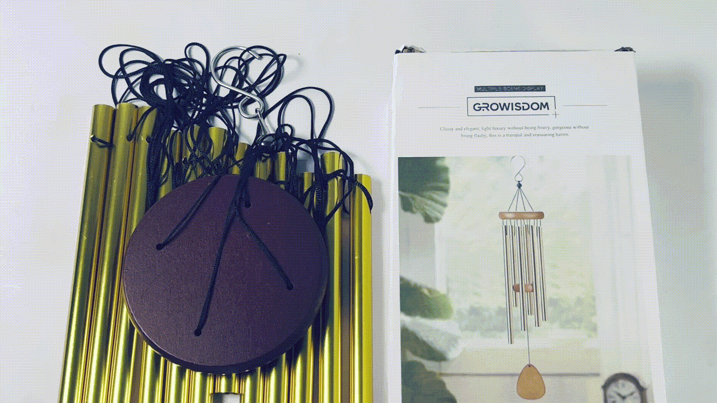 GROWISDOM Memorial Wind Chimes Outdoor Large Deep Tone, Sympathy Wind-Chime Personalized with 12 Tuned Tubes, Elegant Chime for Garden Patio Balcony and Home