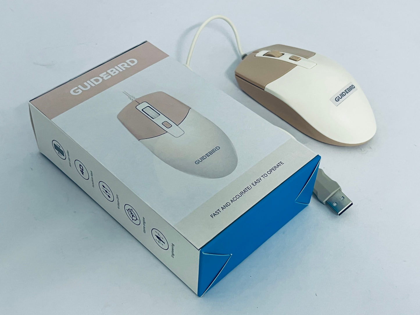 GUIDEBIRD High Precise Wire Computer Ergonomic Comfort USB Wire for Long Hours of Use Quiet Clicks Opticals