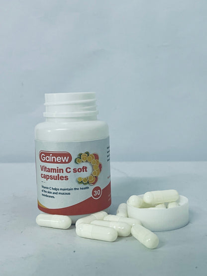 Gainew Vitamin C Soft Capsules, 30 Counts, Supports Skin & Mucous Membranes Health, High Absorption Vitamin C Dietary Supplement