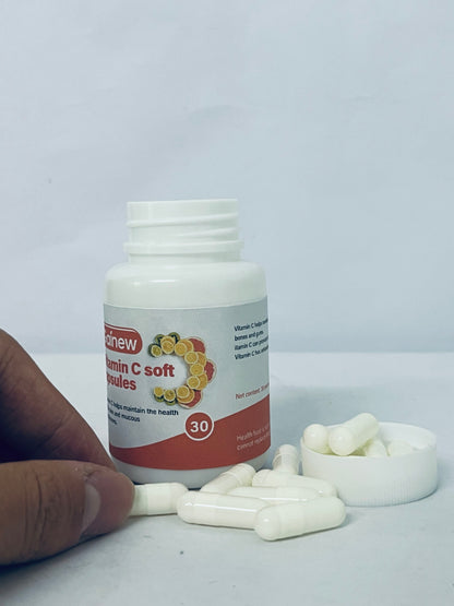 Gainew Vitamin C Soft Capsules, 30 Counts, Supports Skin & Mucous Membranes Health, High Absorption Vitamin C Dietary Supplement