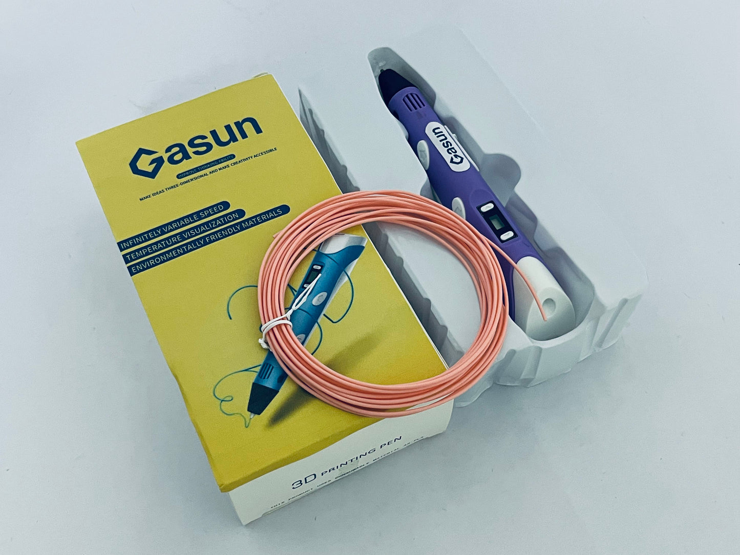 Gasun 3D Printing Pen with Display - Includes 3D Pen, 1 Starter Colors, Stencil Book + Project Guide, and Charger