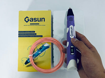 Gasun 3D Printing Pen with Display - Includes 3D Pen, 1 Starter Colors, Stencil Book + Project Guide, and Charger