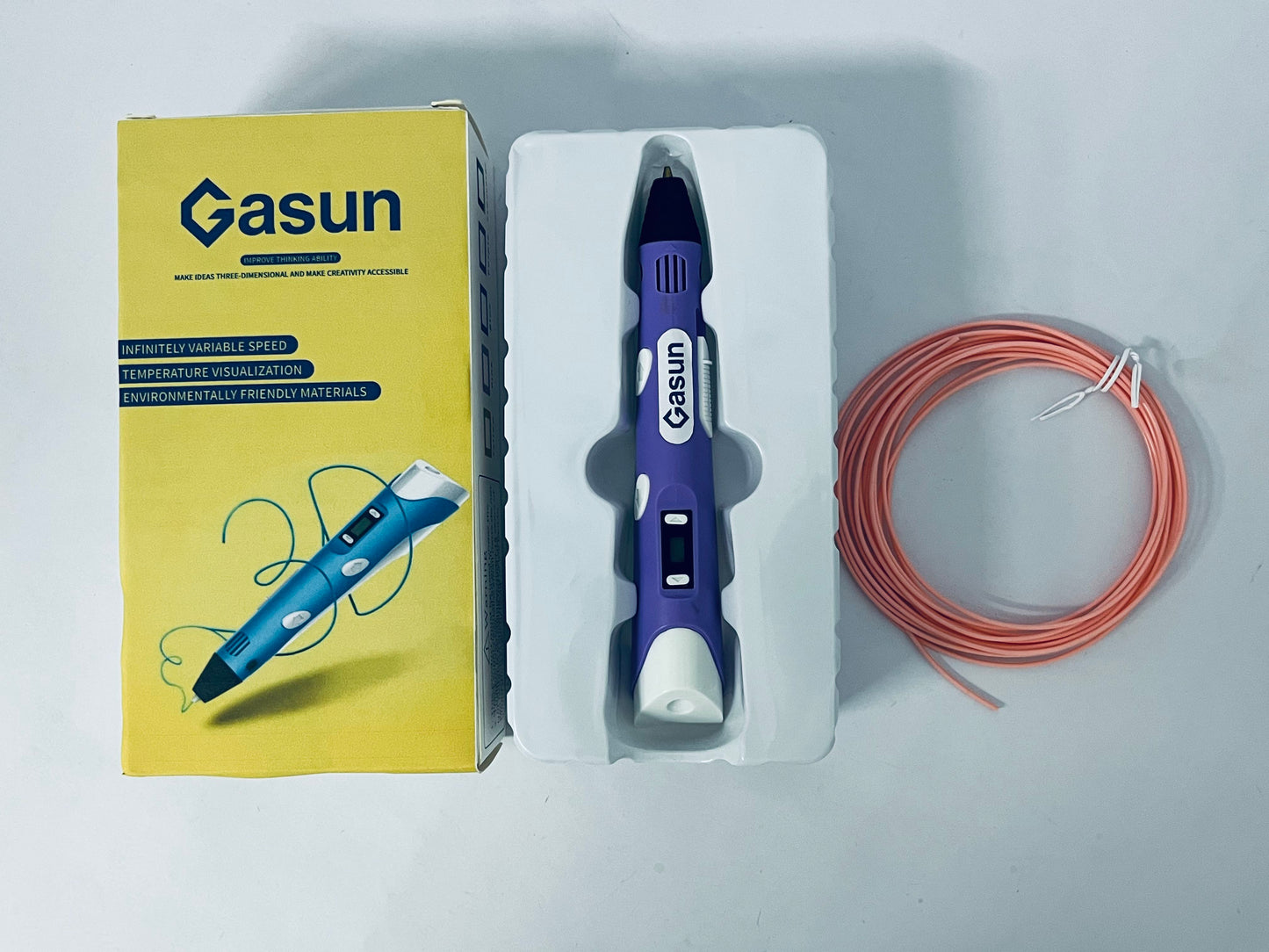 Gasun 3D Printing Pen with Display - Includes 3D Pen, 1 Starter Colors, Stencil Book + Project Guide, and Charger
