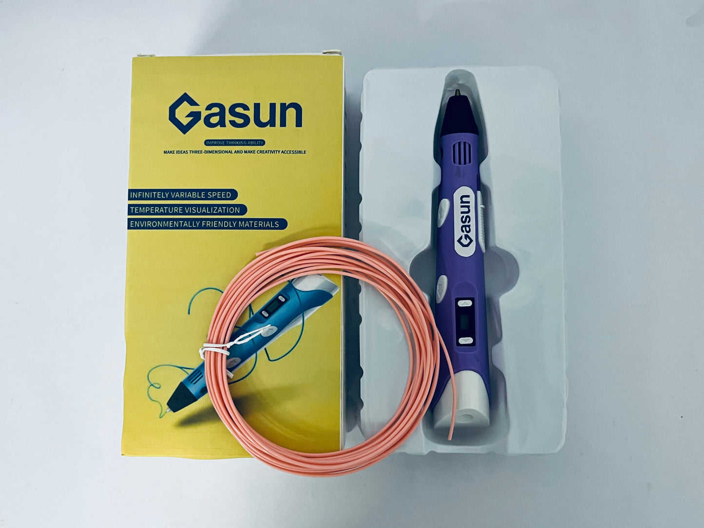 Gasun 3D Printing Pen with Display - Includes 3D Pen, 1 Starter Colors, Stencil Book + Project Guide, and Charger
