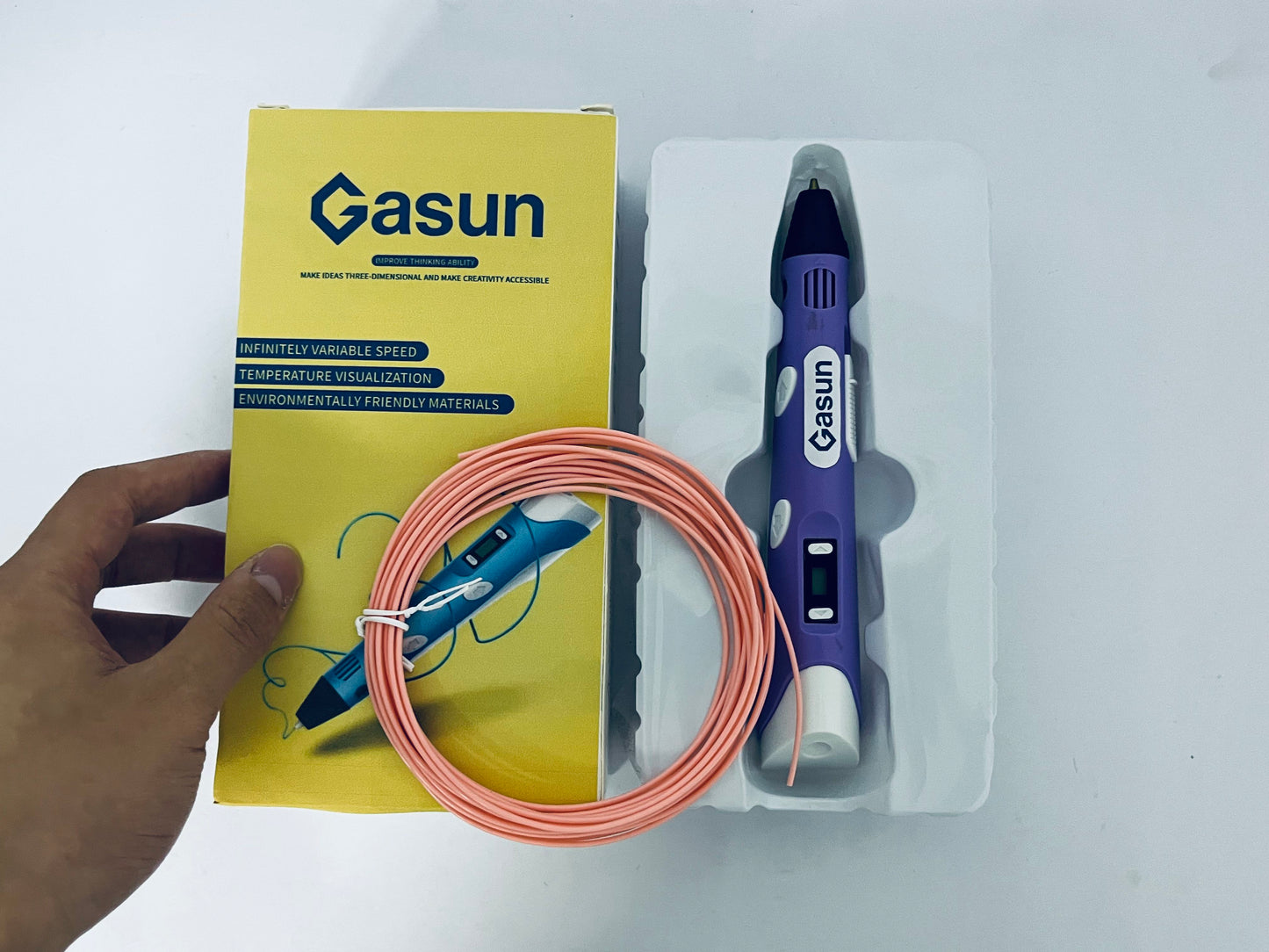 Gasun 3D Printing Pen with Display - Includes 3D Pen, 1 Starter Colors, Stencil Book + Project Guide, and Charger