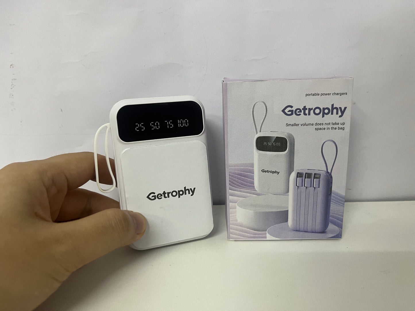 [Getrophy Portable power chargers]-Mini Built-in Cable Power Bank - 5000mAh High Capacity Portable Fast Charging Power Bank