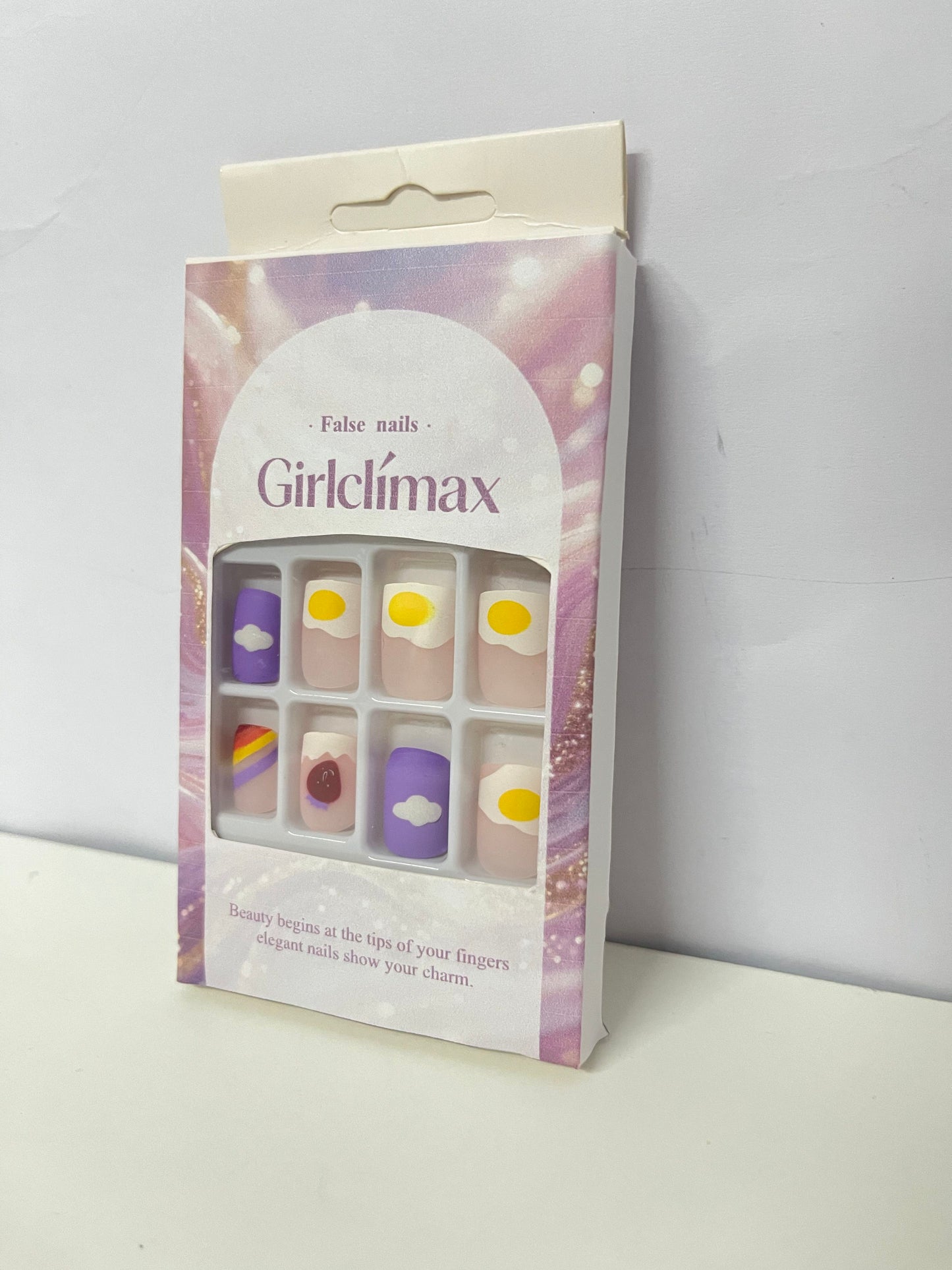 Girlclimax False Nails: Pastel Cute Patterned Press-On Nails Set