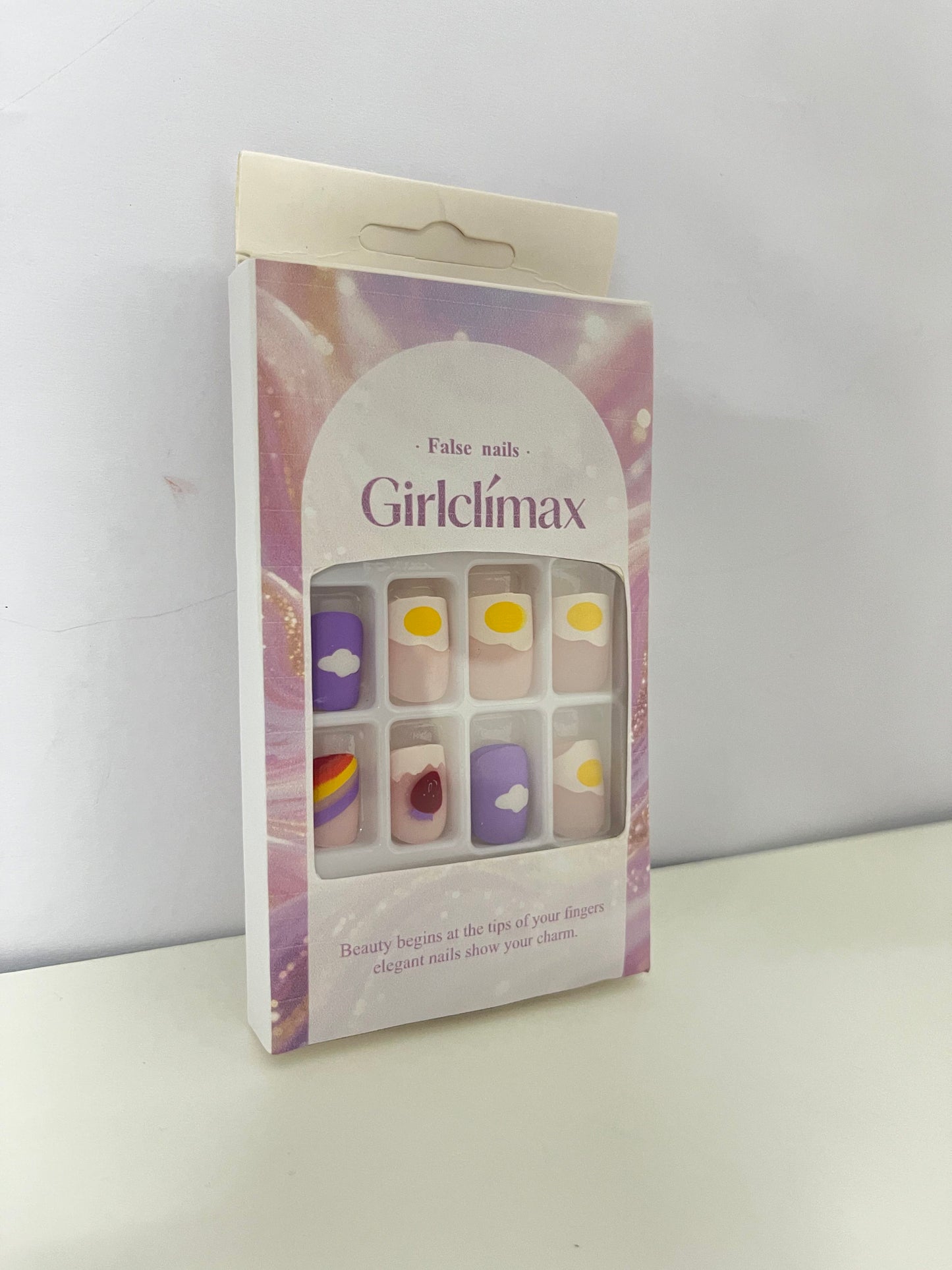 Girlclimax False Nails: Pastel Cute Patterned Press-On Nails Set