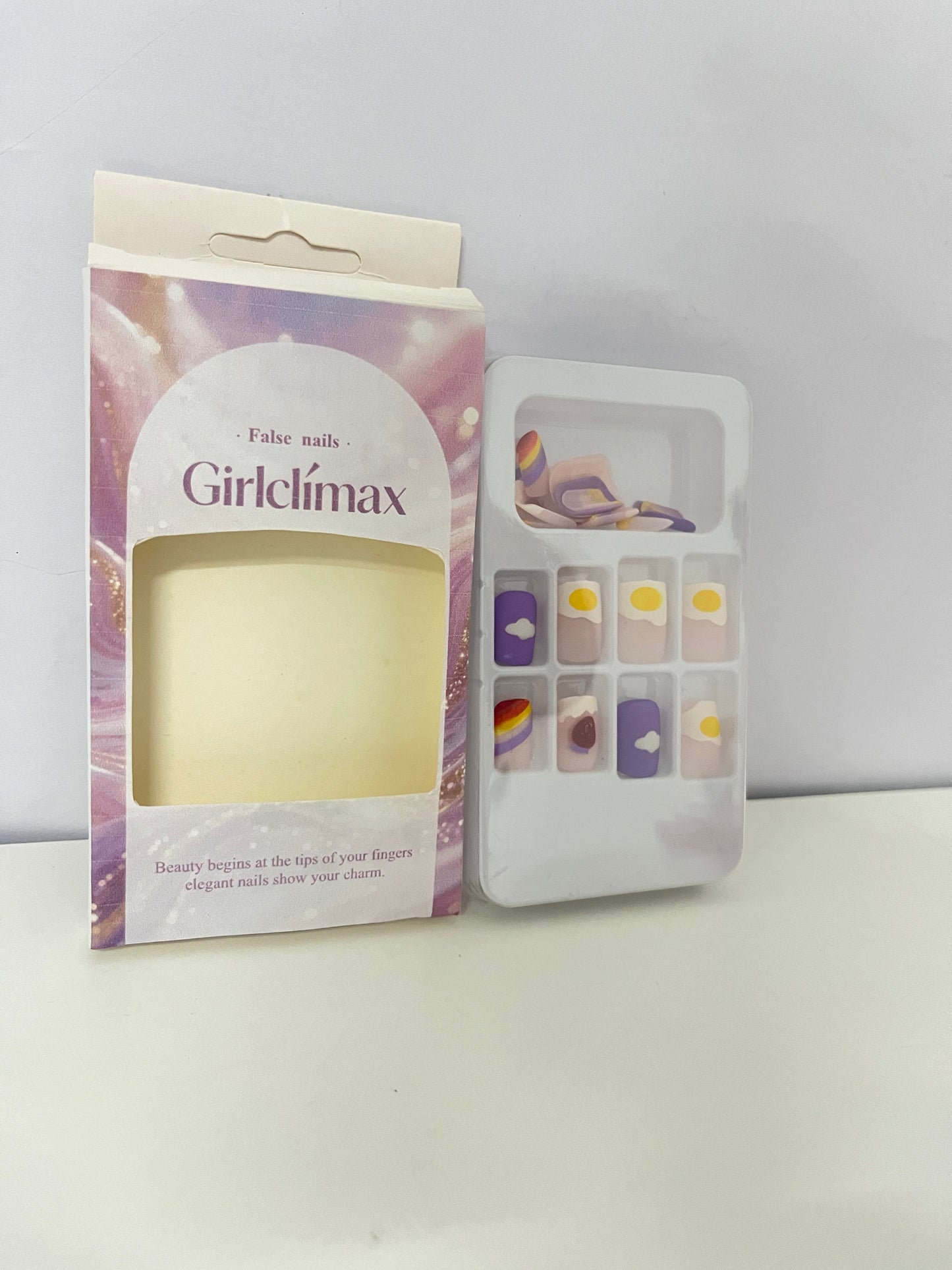 Girlclimax False Nails: Pastel Cute Patterned Press-On Nails Set