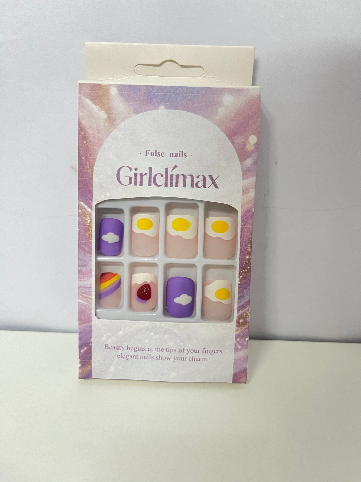 Girlclimax False Nails: Pastel Cute Patterned Press-On Nails Set