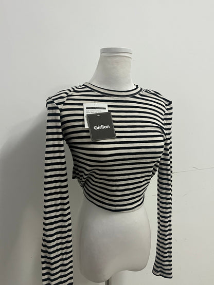 Girlion  Tops as clothing - Ribbed Texture Long-Sleeve Casual Style