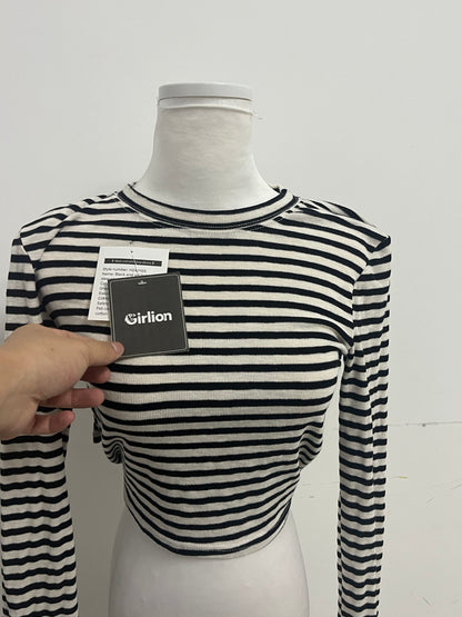 Girlion  Tops as clothing - Ribbed Texture Long-Sleeve Casual Style