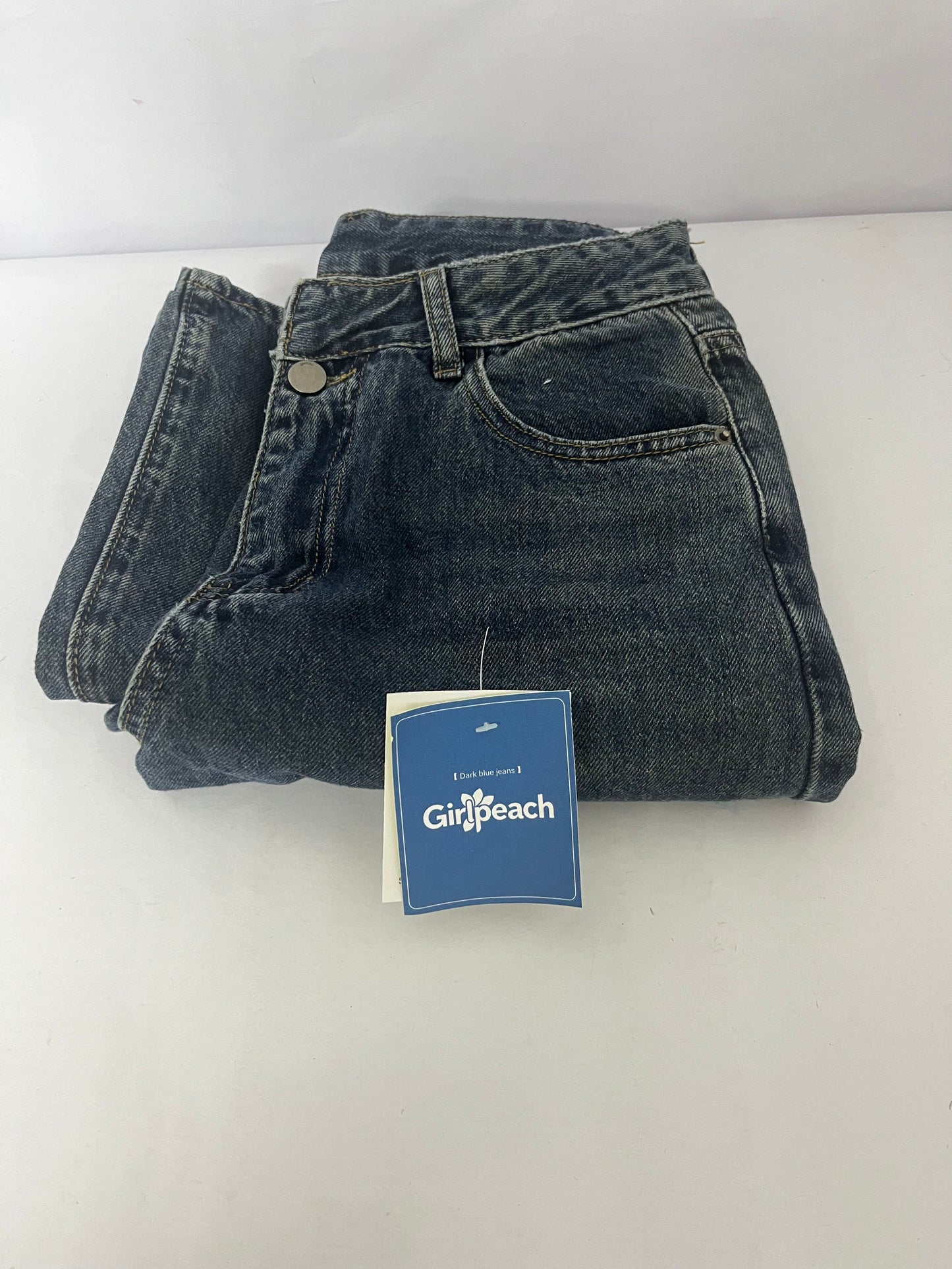 Girlpeach Straight Leg Jeans for Women High Waisted Stretchy Frayed Raw Hem Loose Denim Pants Casual Baggy Jean Trousers