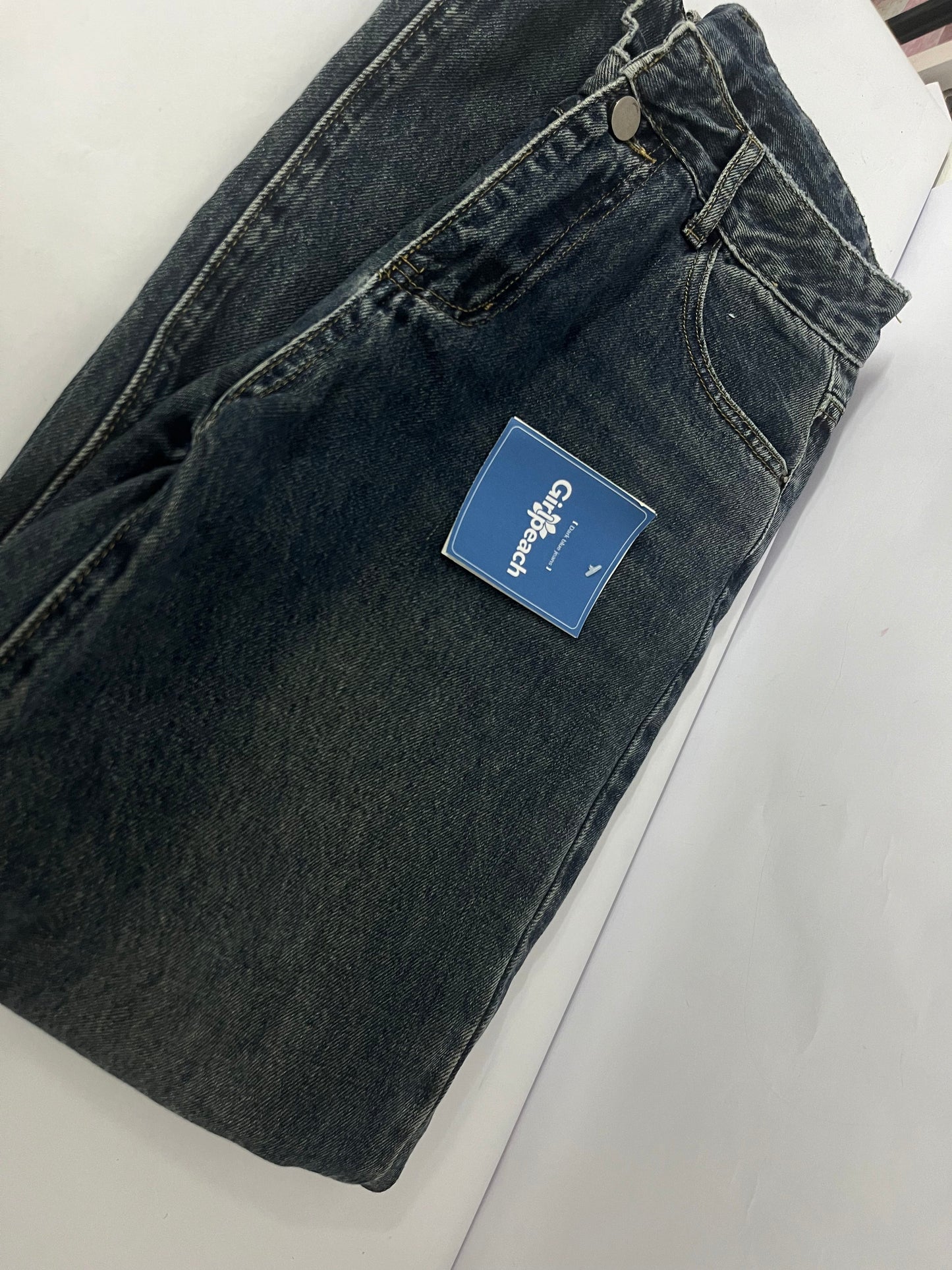 Girlpeach Straight Leg Jeans for Women High Waisted Stretchy Frayed Raw Hem Loose Denim Pants Casual Baggy Jean Trousers