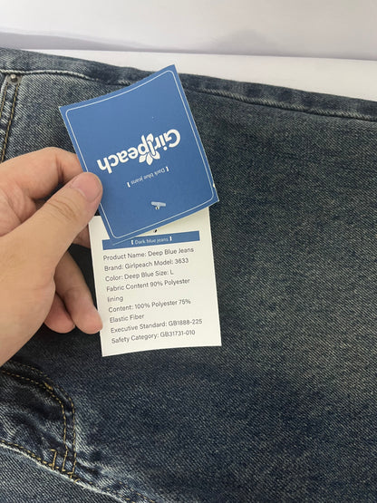 Girlpeach Straight Leg Jeans for Women High Waisted Stretchy Frayed Raw Hem Loose Denim Pants Casual Baggy Jean Trousers