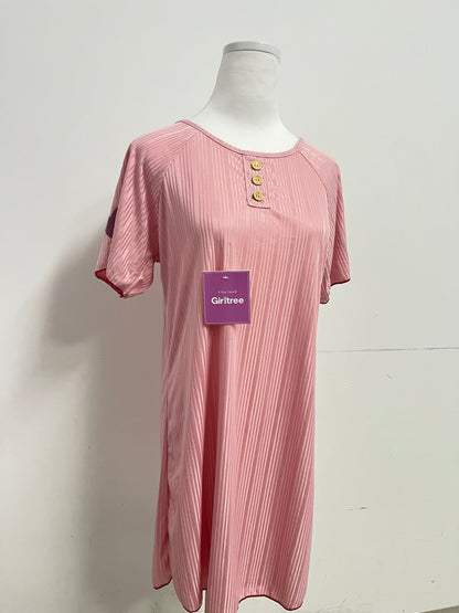 Girltree Womens Nightgown Pleated Sleepwear Short Sleeve Trim Nightshirt Sleepdress