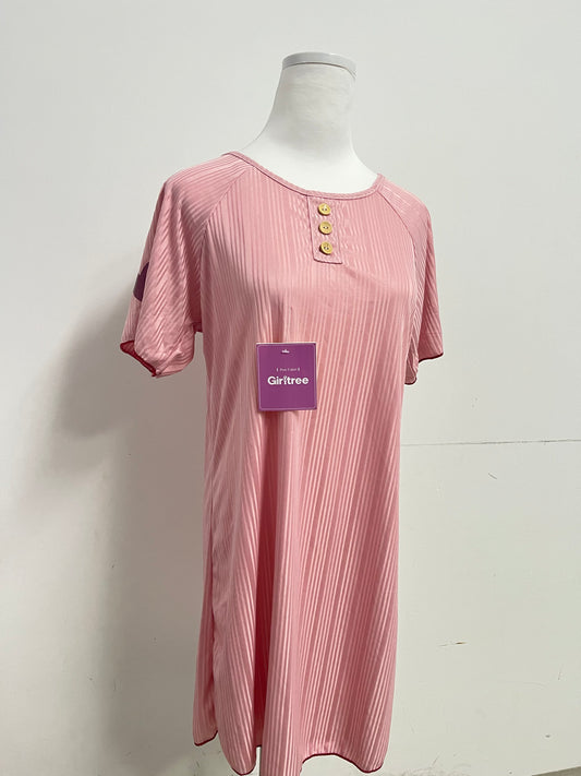 Girltree Womens Nightgown Pleated Sleepwear Short Sleeve Trim Nightshirt Sleepdress