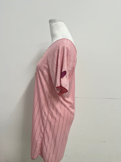 Girltree Womens Nightgown Pleated Sleepwear Short Sleeve Trim Nightshirt Sleepdress