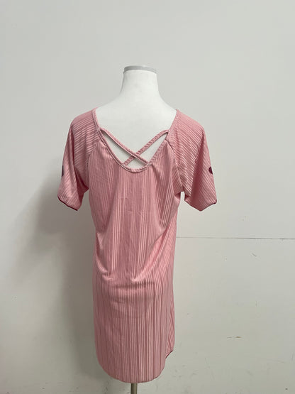 Girltree Womens Nightgown Pleated Sleepwear Short Sleeve Trim Nightshirt Sleepdress