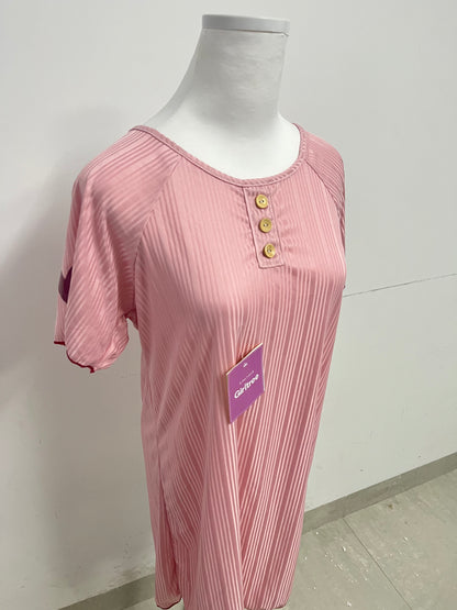 Girltree Womens Nightgown Pleated Sleepwear Short Sleeve Trim Nightshirt Sleepdress