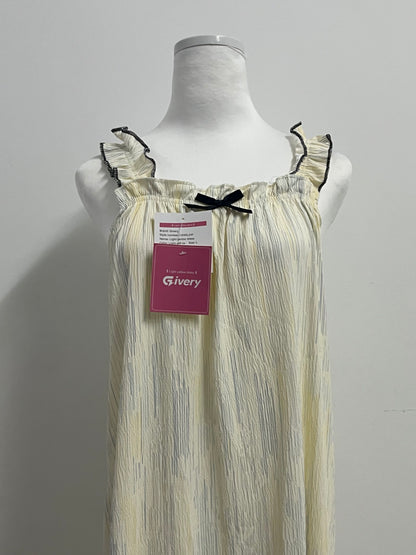 Givery Striped Ruffled Strap Nightgown Soft and Lively, Accompany You to Enjoy Every Night
