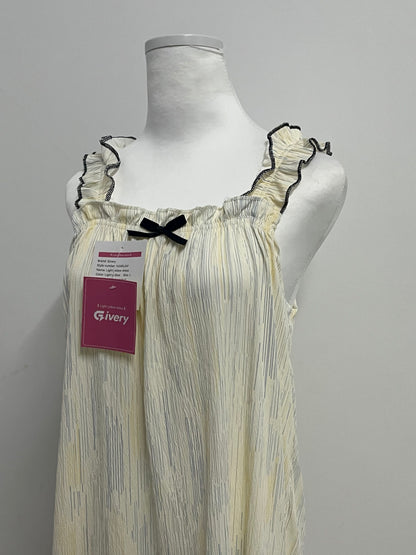 Givery Striped Ruffled Strap Nightgown Soft and Lively, Accompany You to Enjoy Every Night