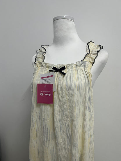 Givery Striped Ruffled Strap Nightgown Soft and Lively, Accompany You to Enjoy Every Night