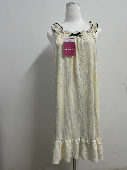 Givery Striped Ruffled Strap Nightgown Soft and Lively, Accompany You to Enjoy Every Night