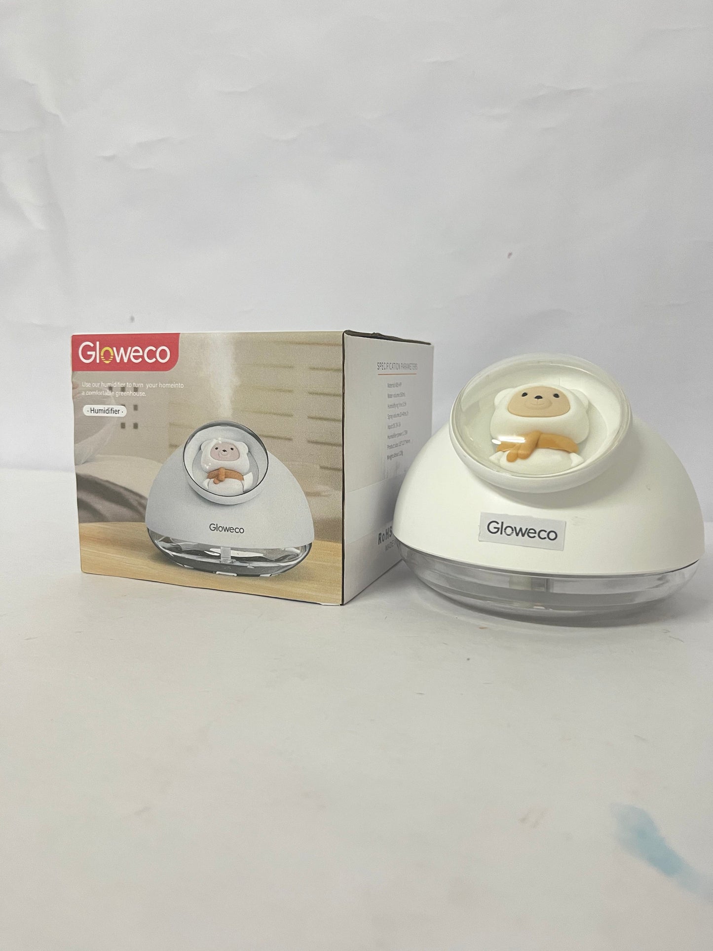 Gloweco Portable Humidifier,270ml Capacity,Rechargeable Essential Oil Diffuser with Night Light and Waterless Auto Shut-Off,for Office Room Bedroom Livingroom