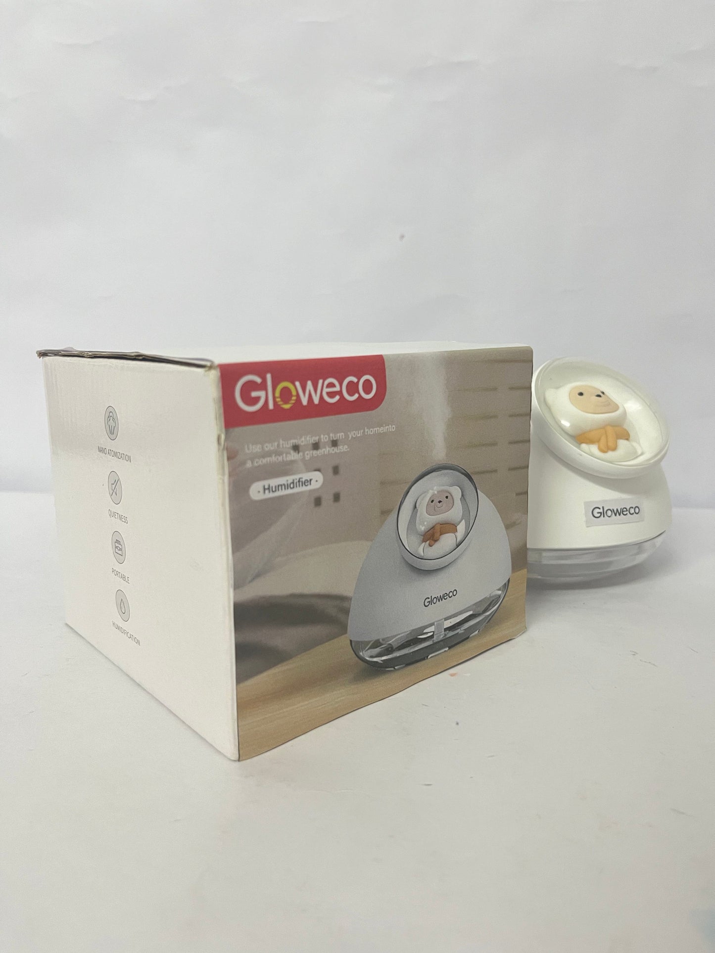 Gloweco Portable Humidifier,270ml Capacity,Rechargeable Essential Oil Diffuser with Night Light and Waterless Auto Shut-Off,for Office Room Bedroom Livingroom