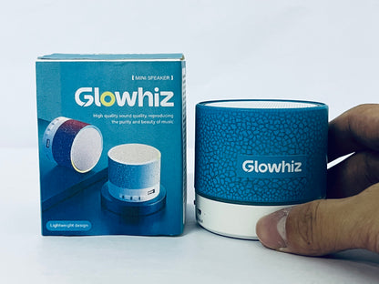 Glowhiz Portable Mini Speaker, Super Bass Stereo Rechargeable Speaker with LED Lights